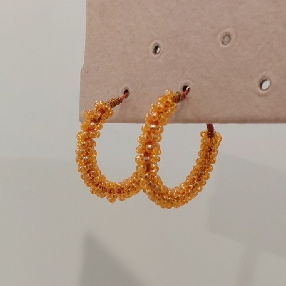 Elegant Beaded Hoop Earrings - Picture 3 of 4